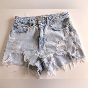 Garage Denim Light Wash Ripped Denim Shorts - Size 1 (26)